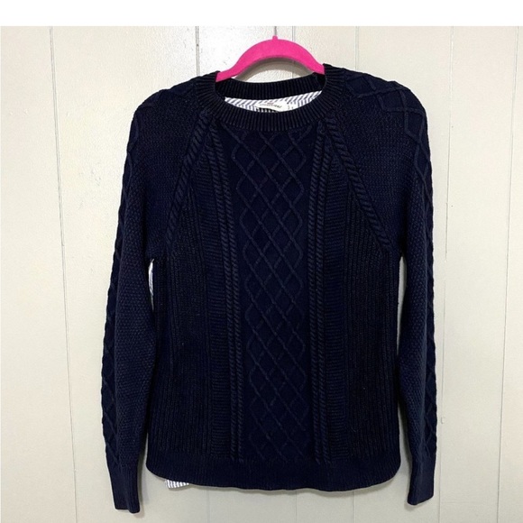 Vineyard Vines Navy Blue Mixed Media Cable Knit Crewneck Classic Sweater S - Picture 1 of 6